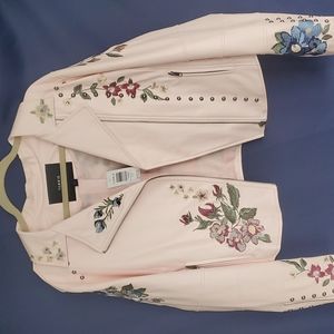 Torrid size 1 Pink Floral Embroidered Moto Jacket